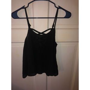 Flowy Cross back black blouse